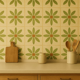 Carreau Olive Bloom – Motif Floral Vintage
