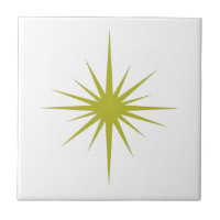 Olive Green Starburst atomique Mi-siècle moderne