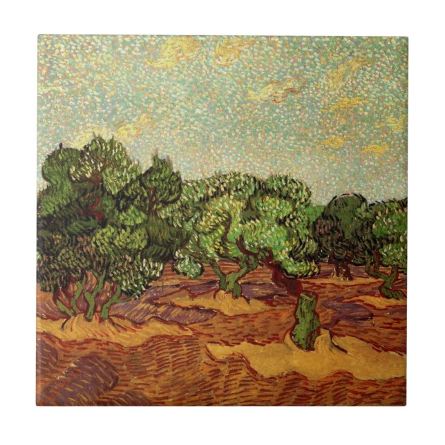 Carreau Olive Grove, ciel bleu pâle par Vincent van Gogh (Devant)