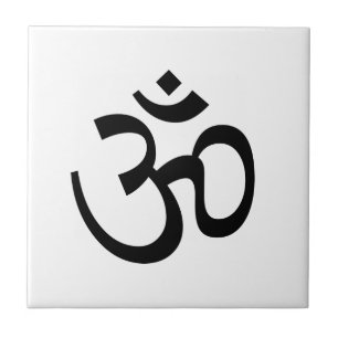 Carreau Om Aum contour Icône, Symbole hindouiste, noir bla
