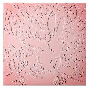 Carreau Ombre rose Lapin Bois Bois Embossé Pin À Neige