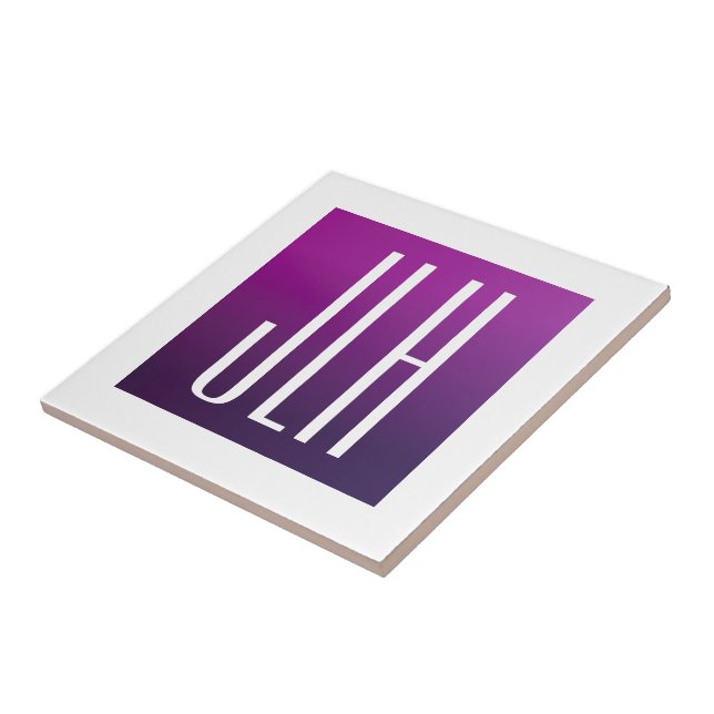 Carreau Ombre violet et initiales blanches ou autre texte (Côté)