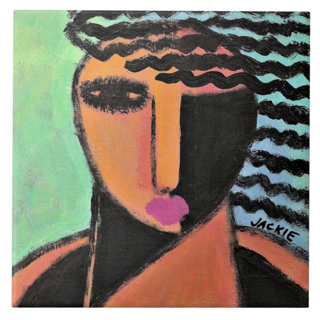 Carreau Ombres Portrait Abstrait d'une femme (Devant)
