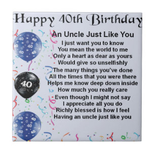 Carreau Oncle Poem - quarantième anniversaire
