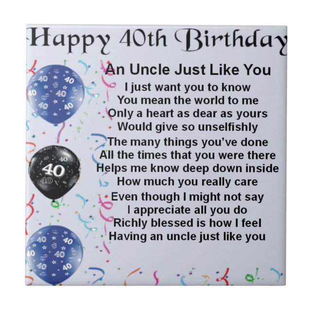Carreau Oncle Poem - quarantième anniversaire (Devant)