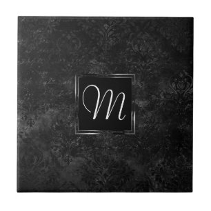 Carreau Onyx Black Velvet   Monogramme Grunge Tableau Noir