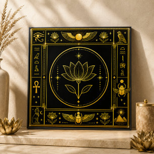 Carreau Or Art Décoratif Spirituel Lotus Sacré Or Noir