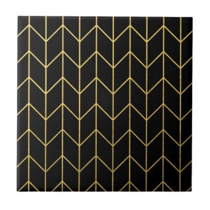 Carreau Or Chevron sur chic moderne d'arrière - plan noir