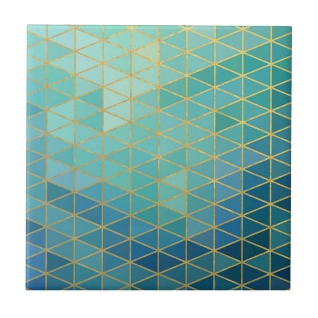 Carreau Or élégant et géométrique turquoise (Devant)