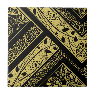 Carreau Or et noir Art déco Floral Géométrique Abstrait