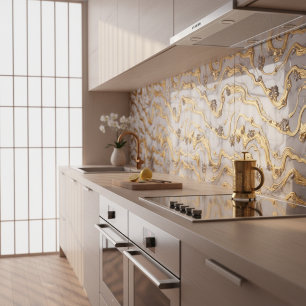 Carreau Or liquide de luxe et design marbre blanc