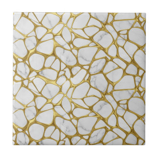 Carreau Or liquide de luxe motif marbre blanc