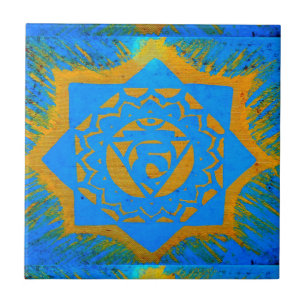 Carreau or sur symbole tantrique bleu