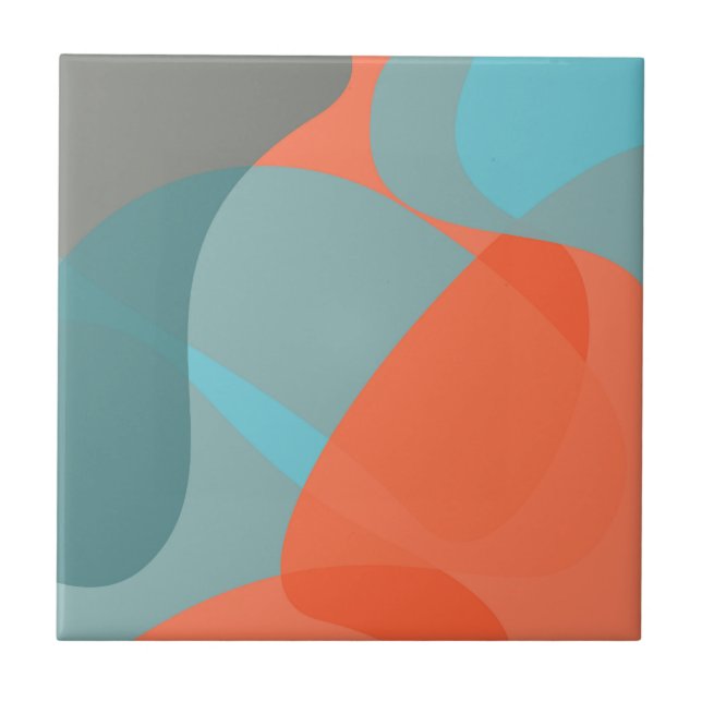 Carreau Orange, bleu, moderne, tendance ondulé formes orga (Devant)