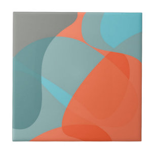 Carreau Orange, bleu, moderne, tendance organique ondulé