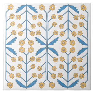 Carreau Orange Bleu Rose Floral Méditerranéen Espagnol