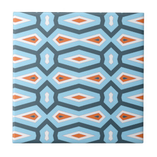 Carreau Orange bleue de motif ethnique d'hexagone