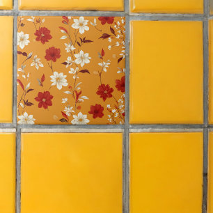 Carreau Orange Boho automne Vintage motif floral