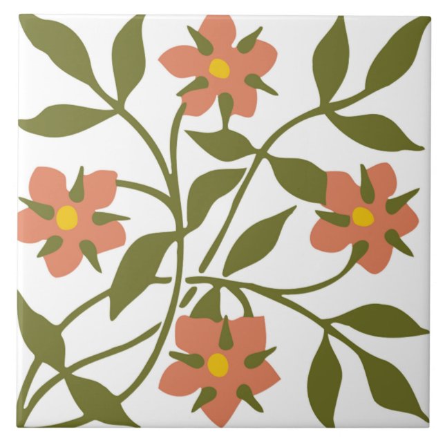 CARREAU ORANGE FLEURS (Devant)