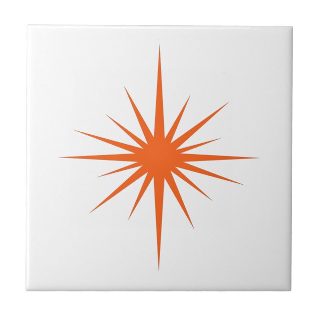 Carreau Orange Starburst atomique moderne du milieu du siè (Devant)