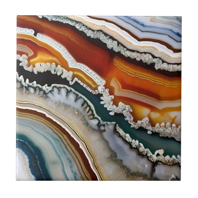 Carreau Orange Terracotta Blanc Black Blue Agate Géode (Devant)