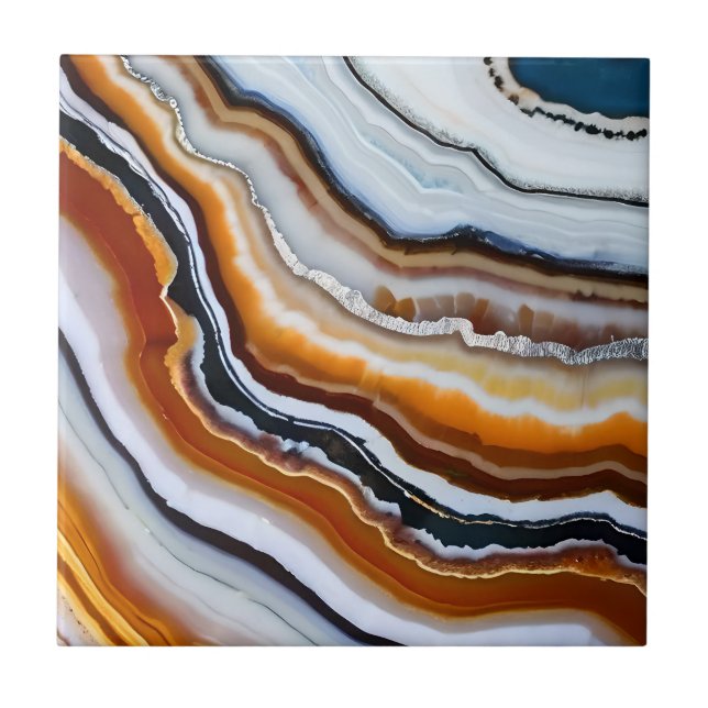 Carreau Orange Terracotta Blanc Black Blue Agate Géode (Devant)