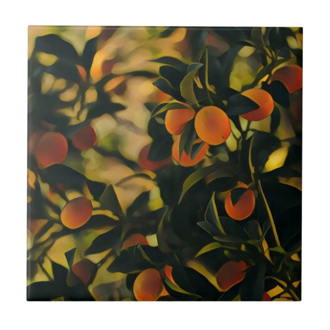 Carreau Oranger Stylisé Orange Orchard Fruits Oranges (Devant)