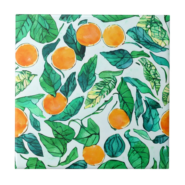 Carreau Oranges aquarelles Dessous de verre (Devant)
