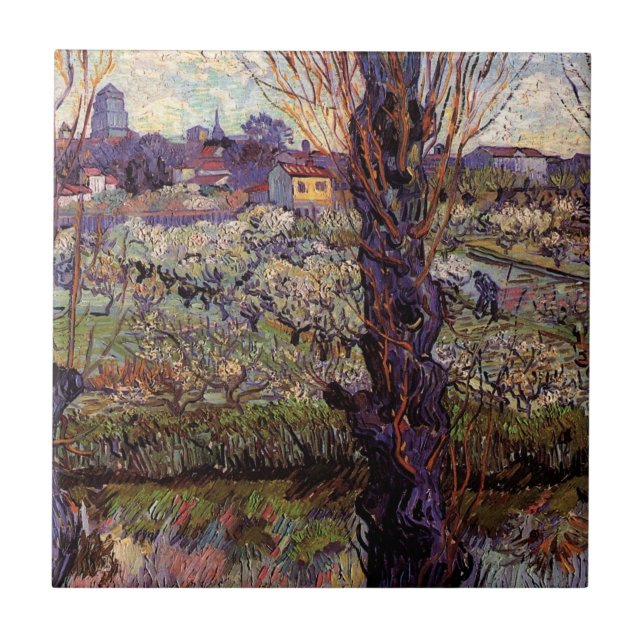 Carreau Orchard à Blossom, Arles par Vincent van Gogh (Devant)