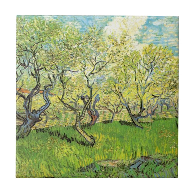 Carreau Orchard à Blossom par Vincent van Gogh (Devant)