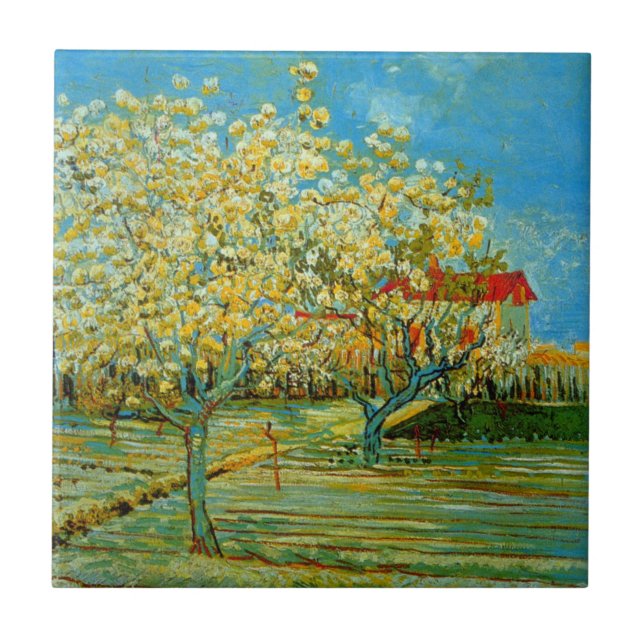 Carreau Orchard à Blossom par Vincent van Gogh (Devant)