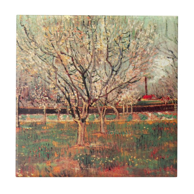 Carreau Orchard en Fleur, Plum Trees par Vincent van Gogh (Devant)