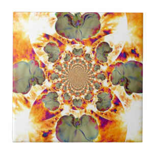 Carreau Orchidée de feu, abstraite peinture florale tropic