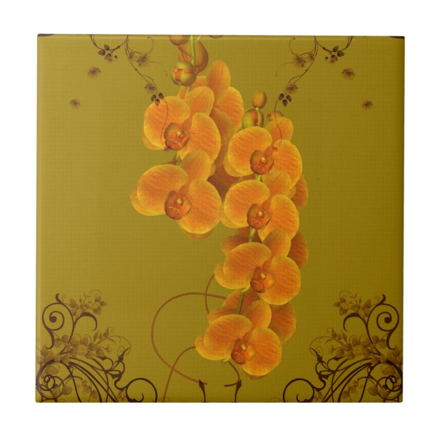 Carreau Orchidées délicates Art Floral (Devant)