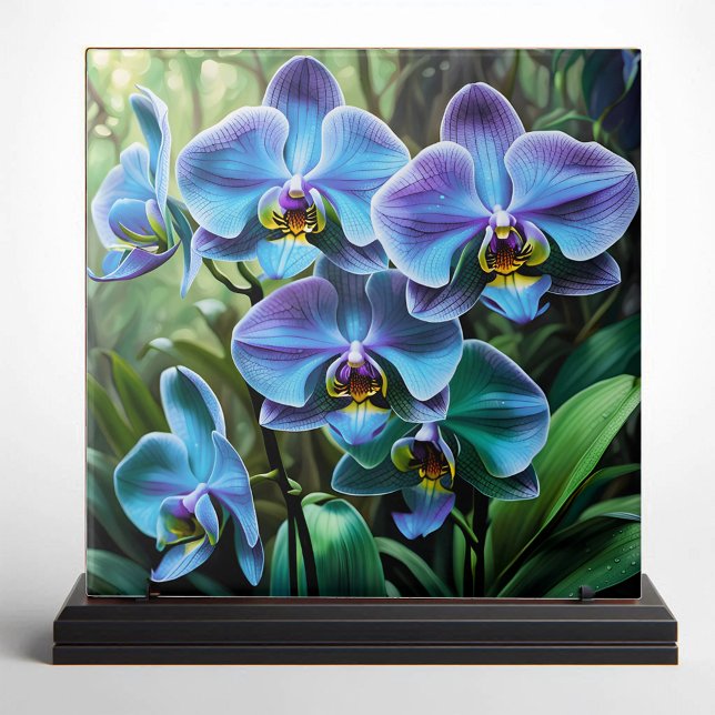 Carreau Orchidées violettes et bleues vives (Créateur téléchargé)