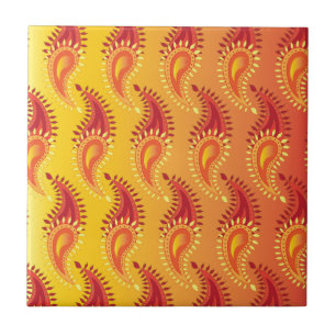 Carreau Oriental Orange Twin flamme Persian Paisley Motif