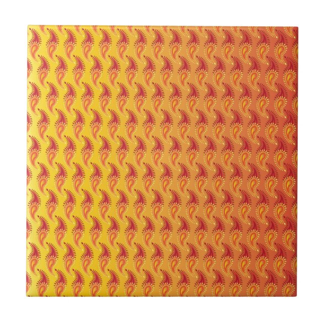 Carreau Oriental Orange Twin flamme Persian Paisley Motif (Devant)