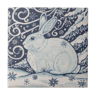 Carreau Original Noël Rabbit Bleu & Blanc