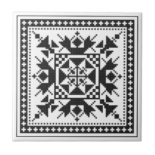 Carreau Originale ethnique Noire point de croix
