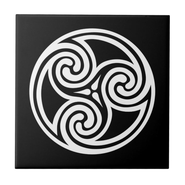 Carreau Ornamento de Triskele Celta, blanco y negro (Devant)