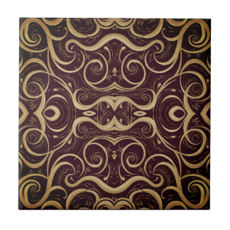 Carreau Ornate Vintage Scrollwork Deep burgundy