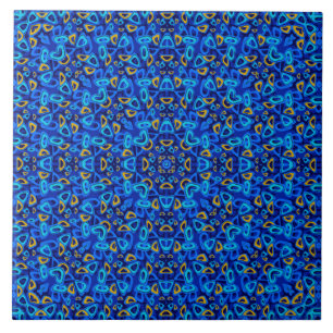 Carreau Ornement abstrait bleu multicolore