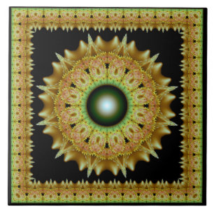Carreau Ornement de mandala fractal doré