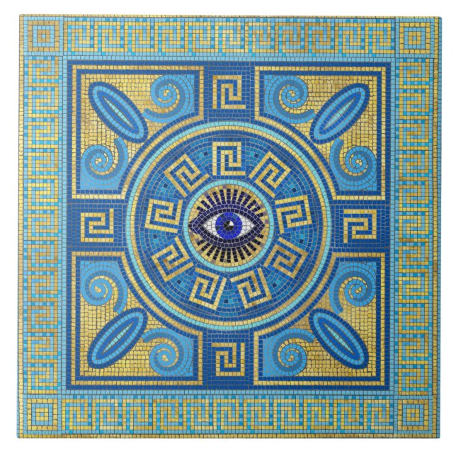 Carreau Ornement en mosaïque de l'oeil malin (Devant)