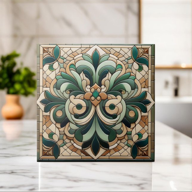 Carreau Ornement en mosaïque florale orientale (Créateur téléchargé)