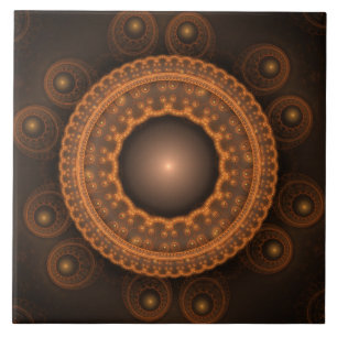 Carreau Ornement fractal éclatant orange