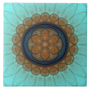 Carreau Ornement fractal floral rouge