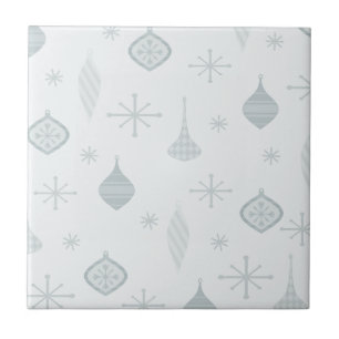 Carreau Ornements de Noël rétro Argent