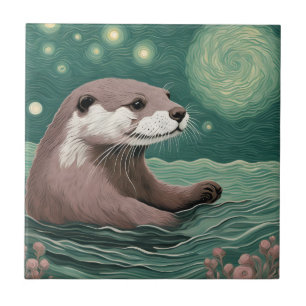 Carreau Otter dans une nuit étoilée Ocean Sage et couleur 