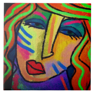 Carreau Oui ? Peinture numérique Abstraite d'une femme